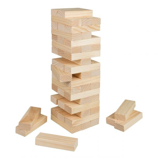 Idena, XXL Wackelturm aus Holz - 54x15x15cm, Geschicklichkeitsspiel Holz