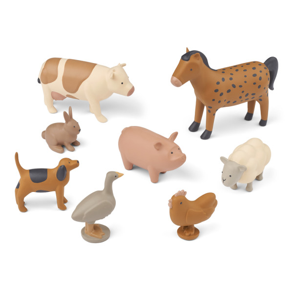 Liewood Gummitiere, Spielzeugtiere, Tierfiguren 8er-Pack - Handgefertigte Bauernhoftiere für Kinder