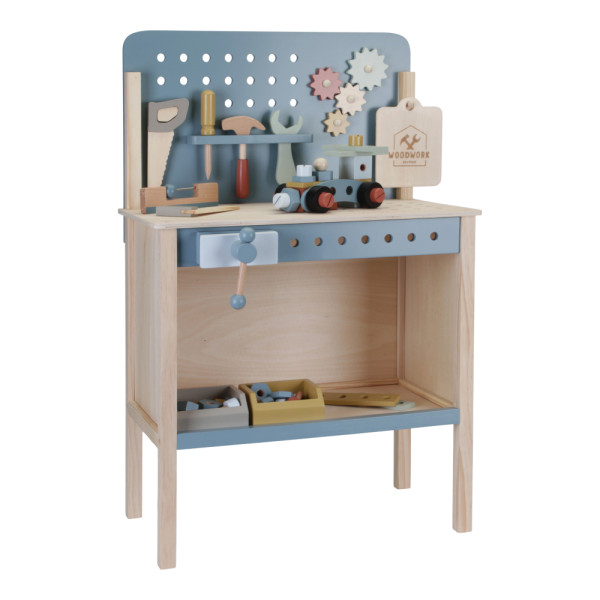 Little Dutch Werkbank Kinder, Spielzeug Werkzeug - Holz, Blau