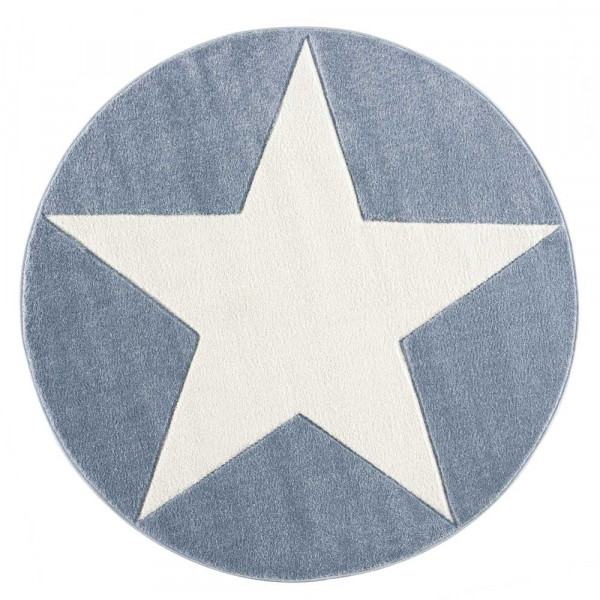 Livone Teppich Stern weiss auf blau rund