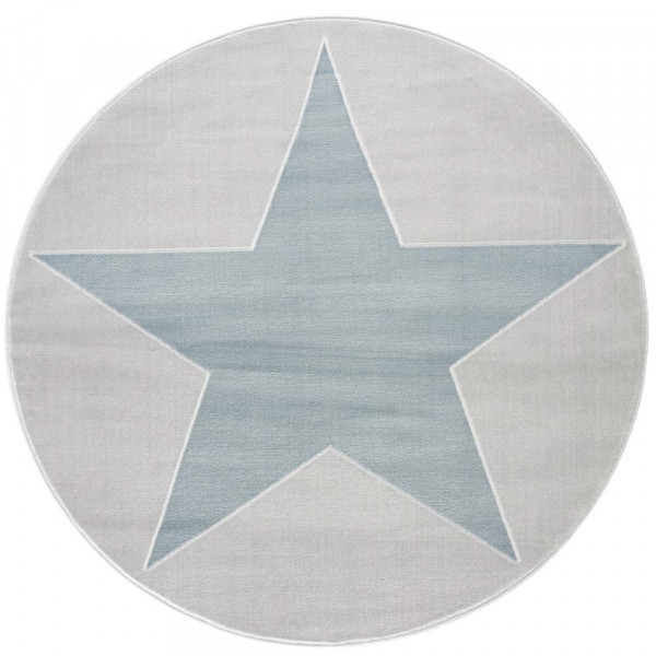 Livone Teppich Stern blau auf grau rund