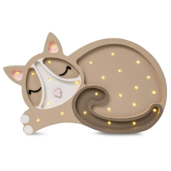Little Lights Nachtlicht Kinder, Nachtlampe Katze - 100% Kiefernholz natur 