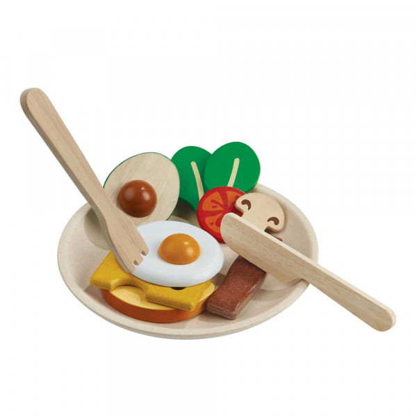 Plan Toys Spielzeug Frühstücks-Set herzhaft Holz