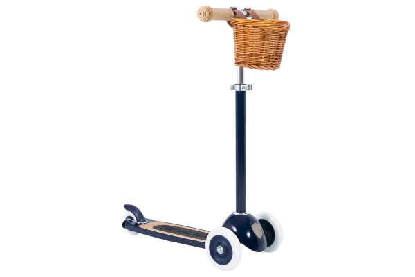 Banwood Vintage Kinderroller, Kinderscooter 3-Rad - Easy Ride Lenksystem & Höhenverstellbarer Roller mit Korb