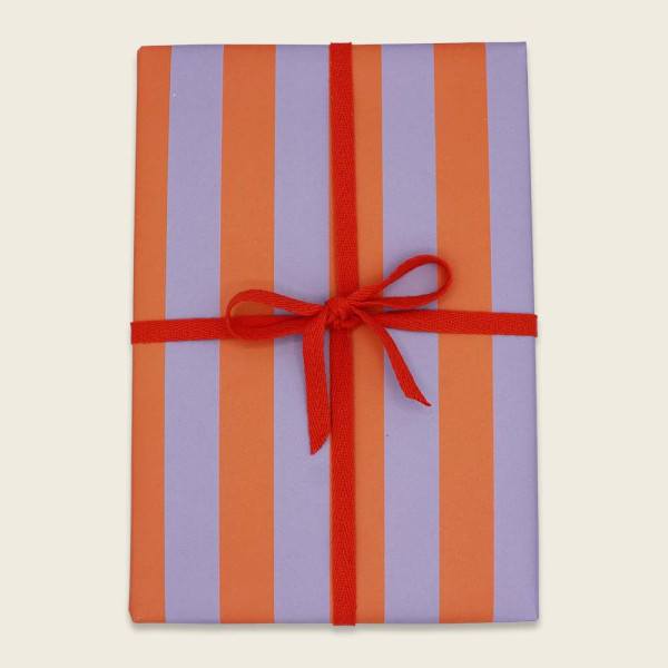 Ava & Yves Geschenkpapier, Einschlagpapier - Streifen, flieder/orange