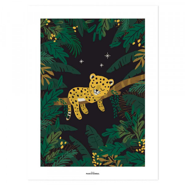 Lilipinso Poster Müder Gepard auf Ast dunkel