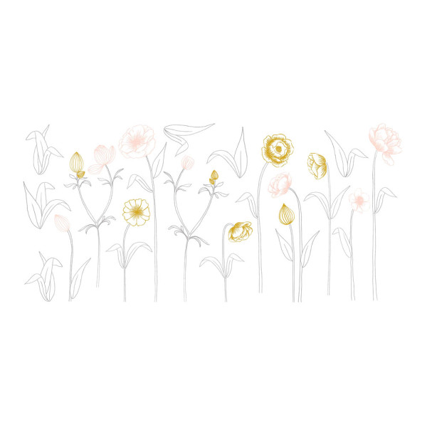 Lilipinso Wandsticker XL Blüten mit Stiel rosa grau ocker