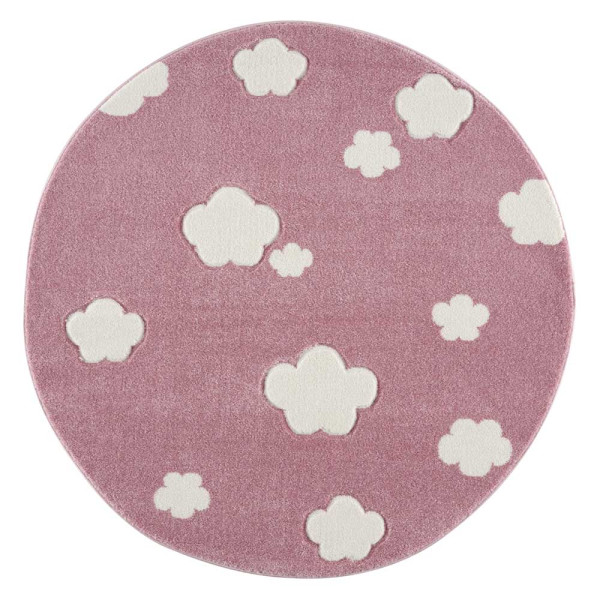 Livone Teppich rund Wolken rosa