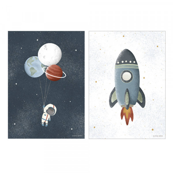 Little Dutch Poster &quot;Space&quot; Astronaut und Rakete zweiseitig