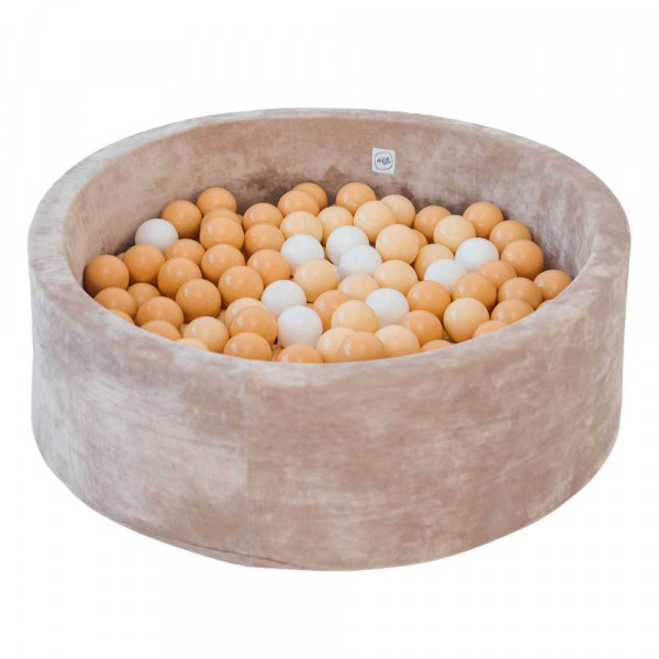 Minibe Bällebad Samt beige inkl. 150 Bällen in Wunschfarbe