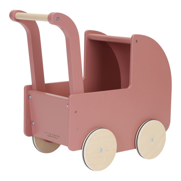 Little Dutch Puppenwagen, Puppenbuggy FSC inkl. Stoff: Lauflernwagen aus Holz mit Bettzeug für Puppen & Kuscheltiere (ab 18 Monaten)
