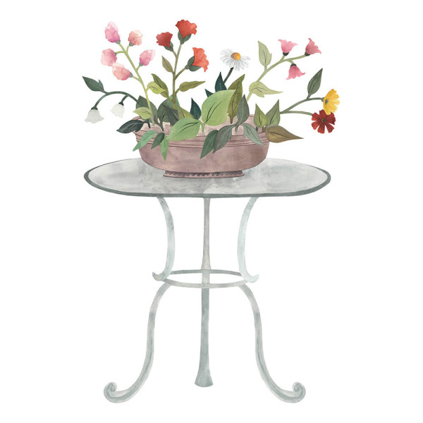 Lilipinso Wandsticker Blumengesteck auf Tisch bunt