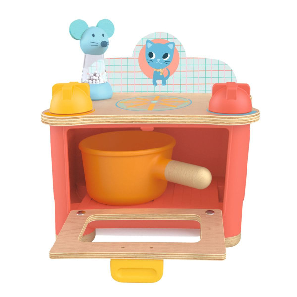 Djeco Kinderküche, Spielküche, Puppengeschirr, Rollenspiel - Kitten stove