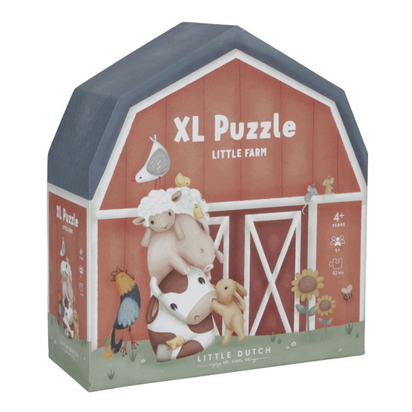 Little Dutch Bodenrätsel, Bodenpuzzle Little Farm - 42-teiliges Puzzle für Kinder ab 3 Jahren