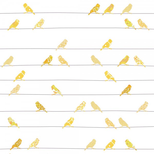 Inke Tapeten Wandbild Vögel gelb