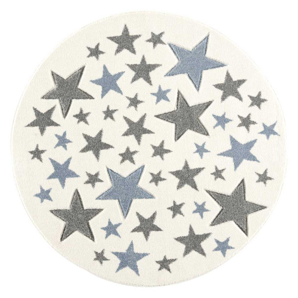 Livone Teppich Stella Sterne blau grau rund