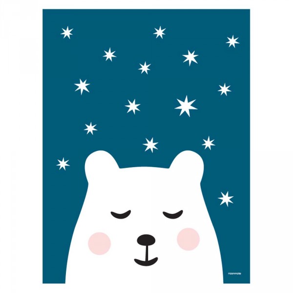 Roommate Kinderposter Eisbär mit Sternenhimmel