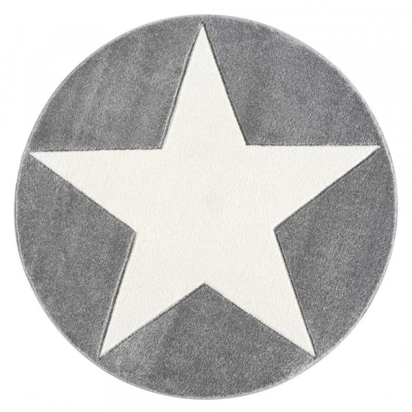 Livone Teppich Stern weiss auf grau rund