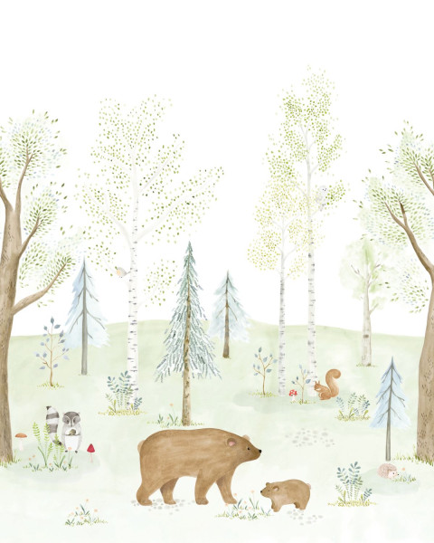 Casadeco Wandverkleidung, Wandtattoo, Wandpaneel - The Enchanted Forest with Bear