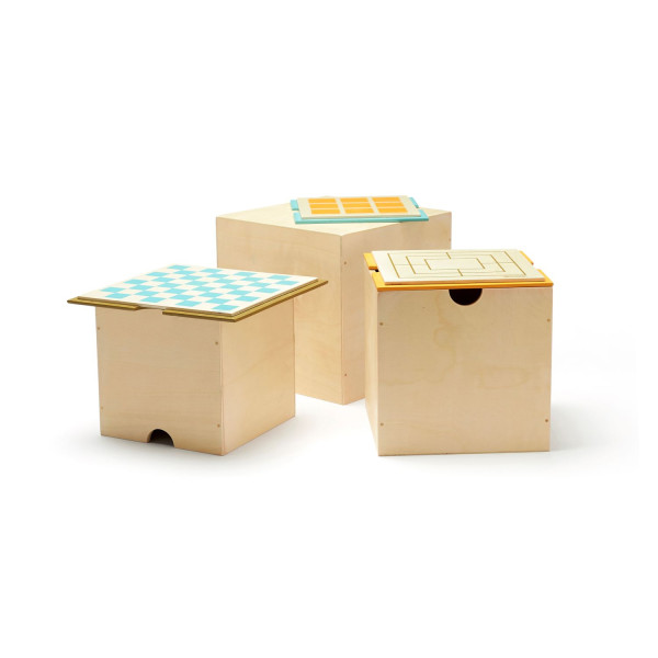 Kids Concept Kisten mit Brettspieldeckel 3er-Set