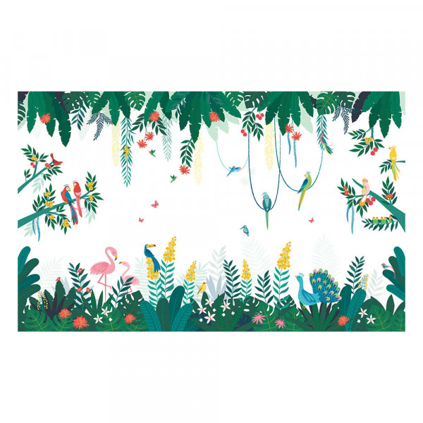 Lilipinso Vlies Wandbild bunte Vögel im Regenwald