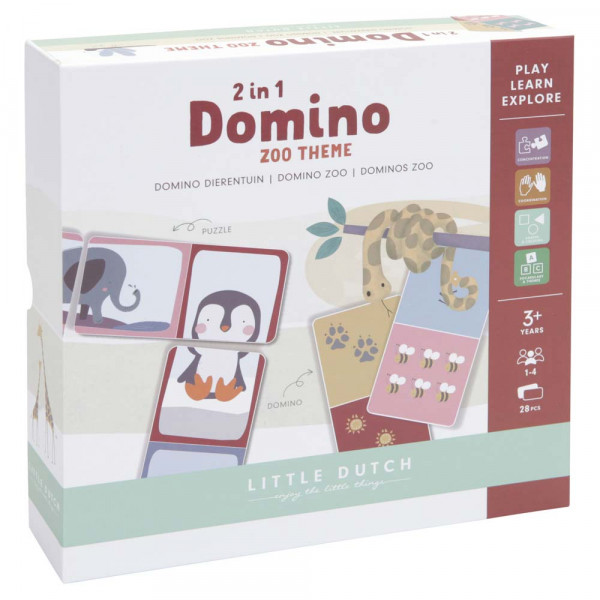 Little Dutch 2-in-1 Domino Puzzle Zoo Tiere