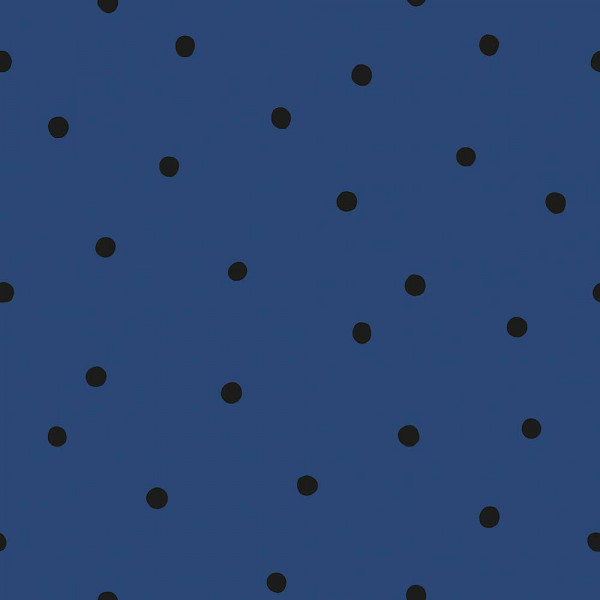 Lilipinso Vlies Tapete Tupfen schwarz auf blau
