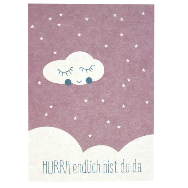 Ava &amp; Yves Postkarte Geburt Wolke rosa