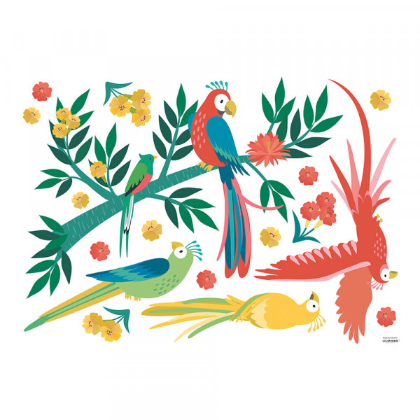 Lilipinso Wandsticker L Papageien im Tropenparadies bunt