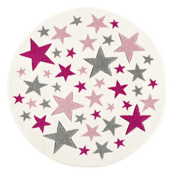 Livone Teppich Stella Sterne rosa grau rund
