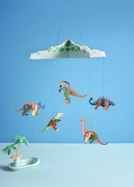 Studio ROOF Bastel-Set, 3D Wandobjekt, Baby Mobile - Dinosaurierland