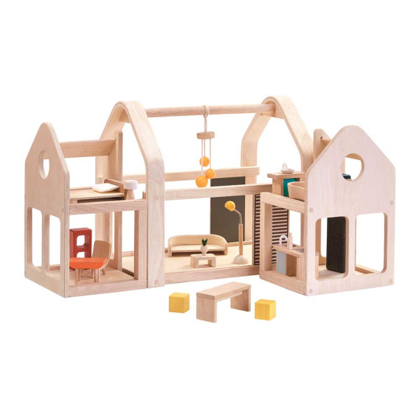 Plan Toys Puppenhaus zum Mitnehmen Holz natur