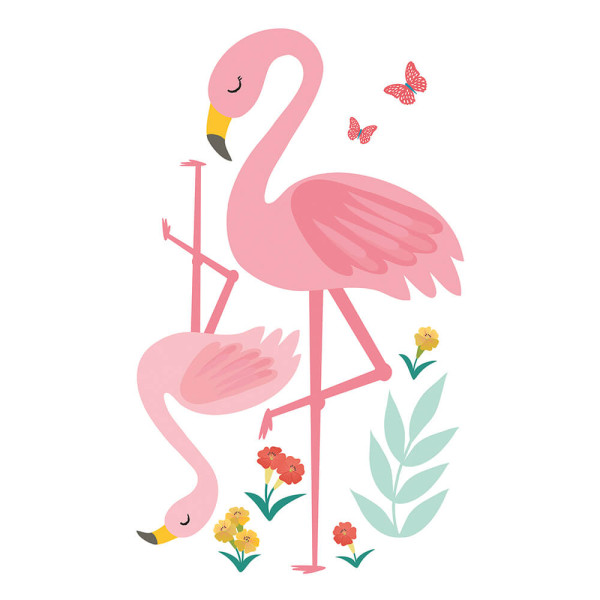 Lilipinso Wandsticker Flamingos zwischen Blumen rosa