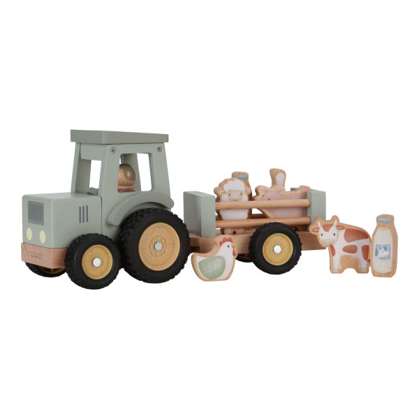Little Dutch Spielzeug Traktor mit Anhänger Little Farm, 30x12x14,5