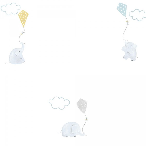 Casadeco My Little World Tapete Elefanten blau grau lime