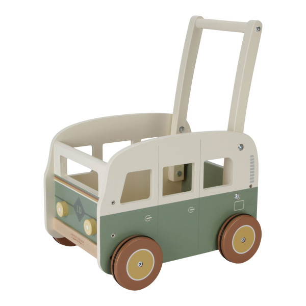 Little Dutch Lauflernwagen Holz Vintage Bus: Gehfrei & Spielzeugkiste mit Gummirädern - Motorik fördern (ab 18 Monaten)