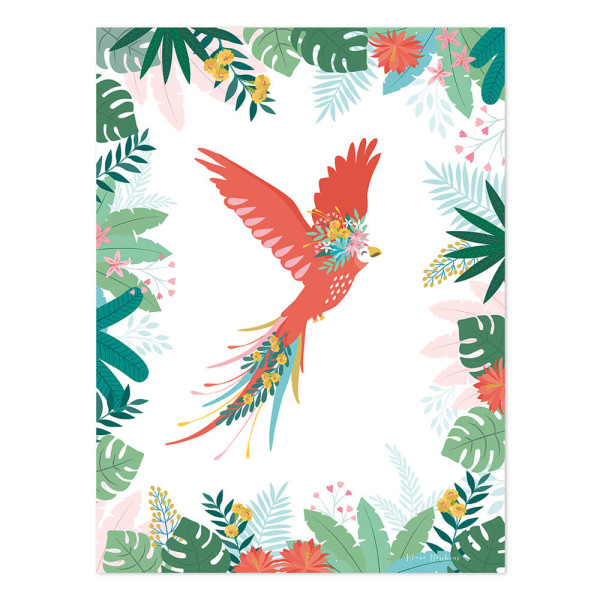 Lilipinso Poster Papagei mit Krone im Regenwald bunt