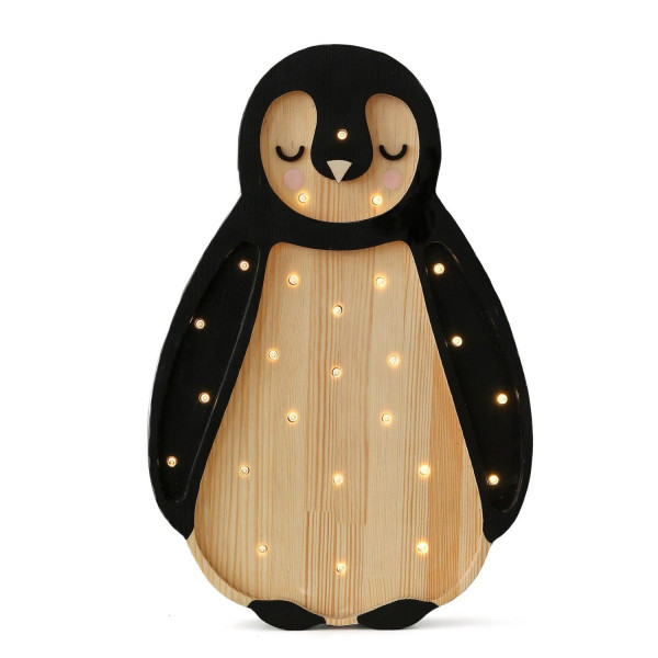 Little Lights Nachtlicht Kinder, Nachtlampe Pinguin - 100% Kiefernholz natur 