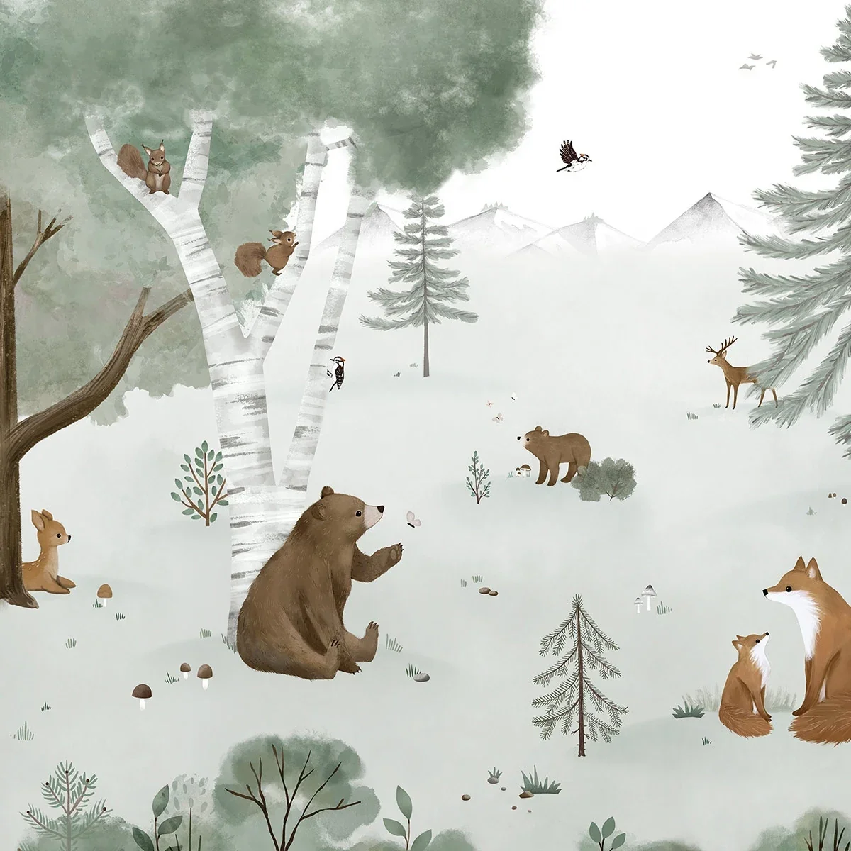 Lilipinso Tapete, Kinderzimmer Wandgestaltung, Panorama, Leben in den Bergen