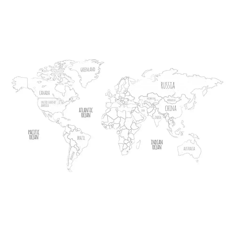 Lilipinso Wandsticker XL Weltkarte grau weiß