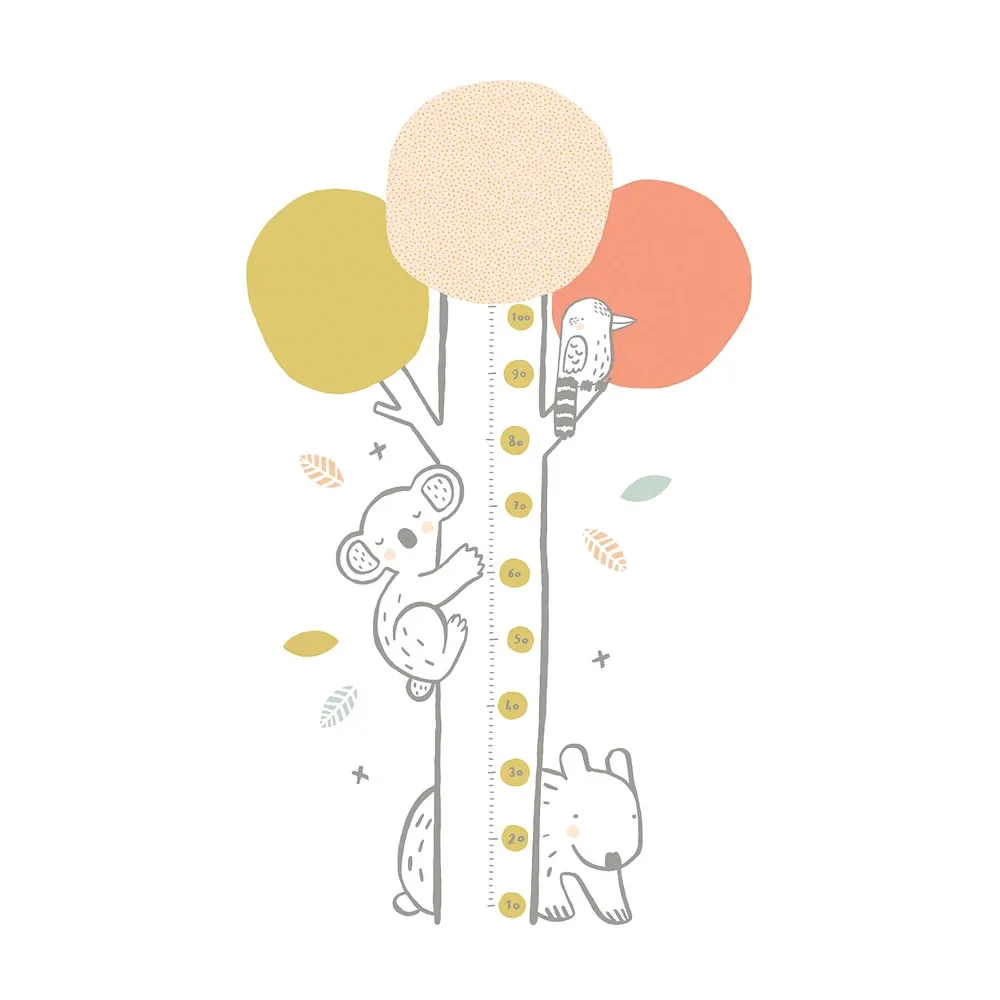Lilipinso Wandsticker Messlatte Baum mit Koala grün koralle