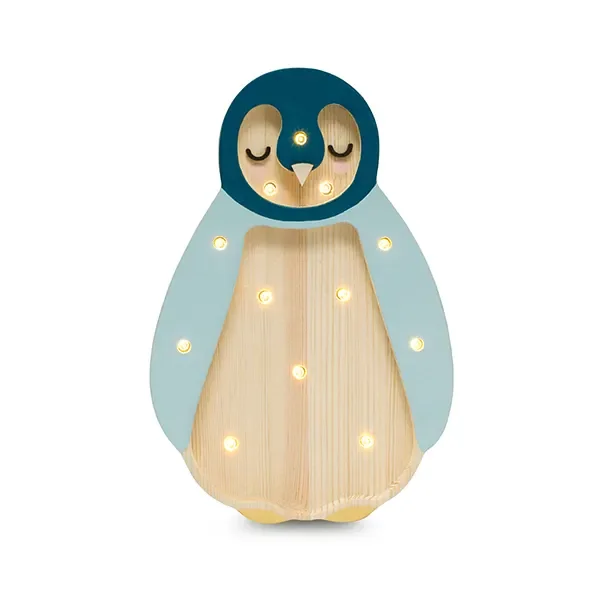 Little Lights Nachtlicht Kinder, Nachtlampe Mini-Pinguin - 100% Kiefernholz natur