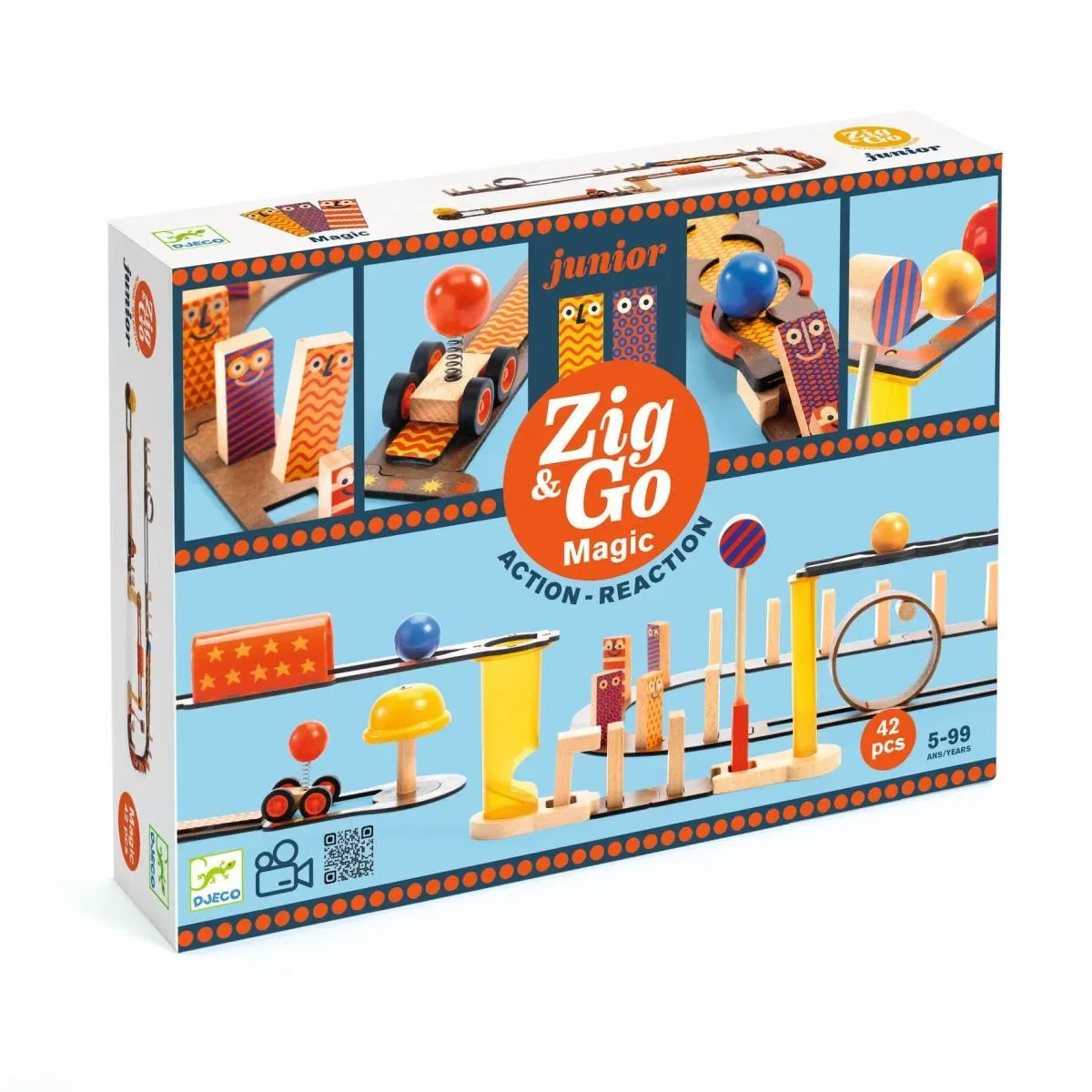 Djeco Konstruktionsspiel, Baukasten, Denkspiel - Zig & Go Junior - Magic, 42 Teile