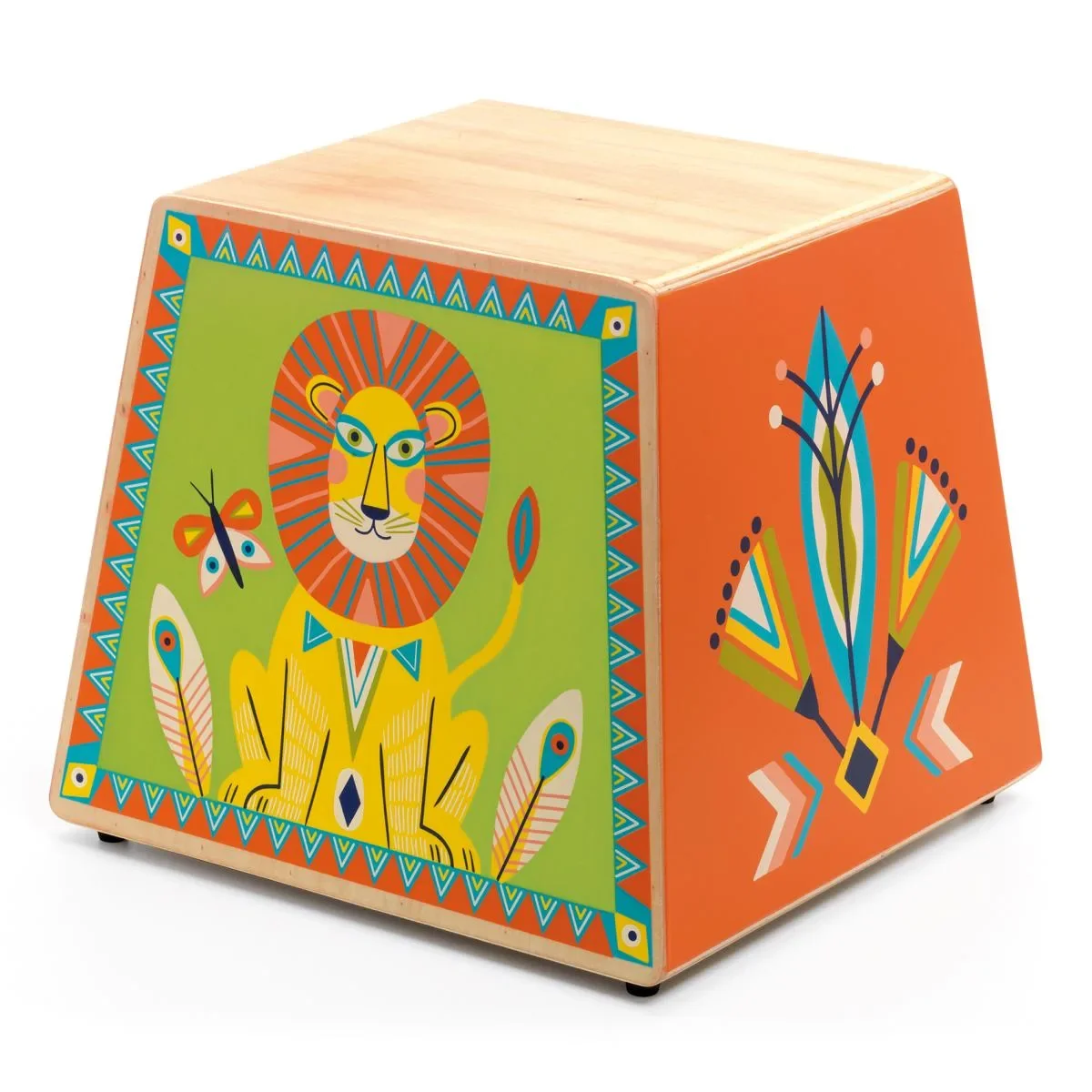 Djeco Spielzeuginstrument, Kindertrommel, Holz-Instrument - Animambo: Cajon