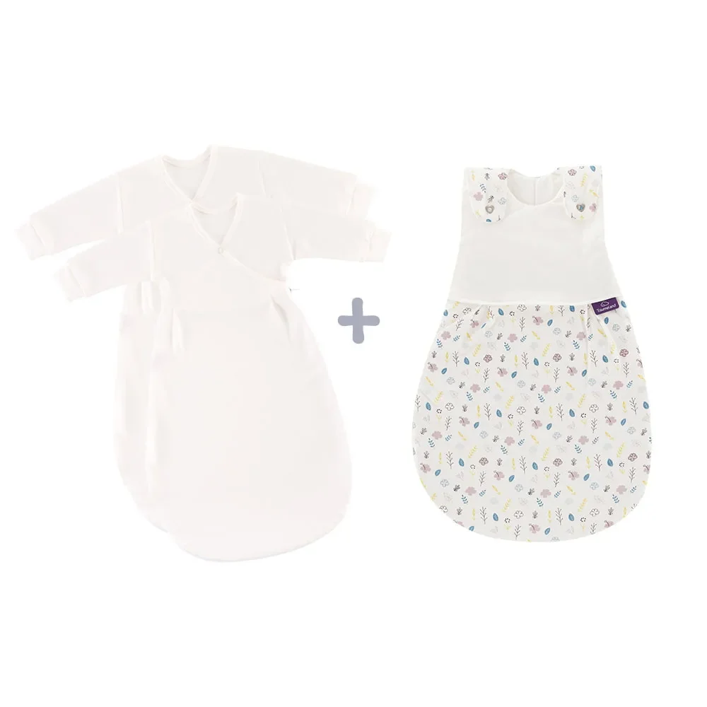 Träumeland Liebmich Baby Schlafsack, Schlummersack, Innenschlafsack 3tlg. Set - Blumig, Grösse: 80/86