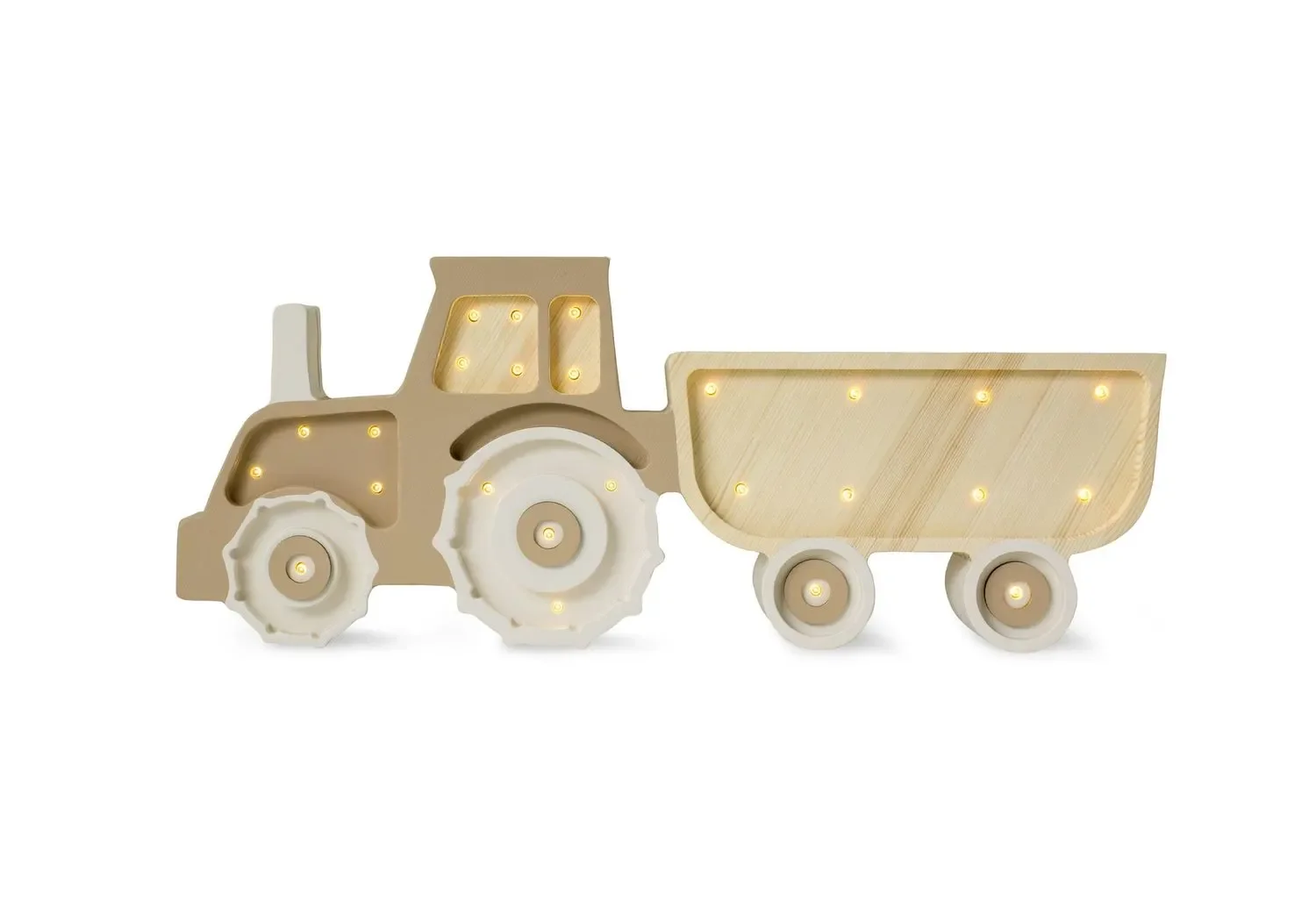 Little Lights Nachtlicht Kinder, Nachtlampe Traktor - 100% Kiefernholz natur, Farbe: Kaffee-Creme