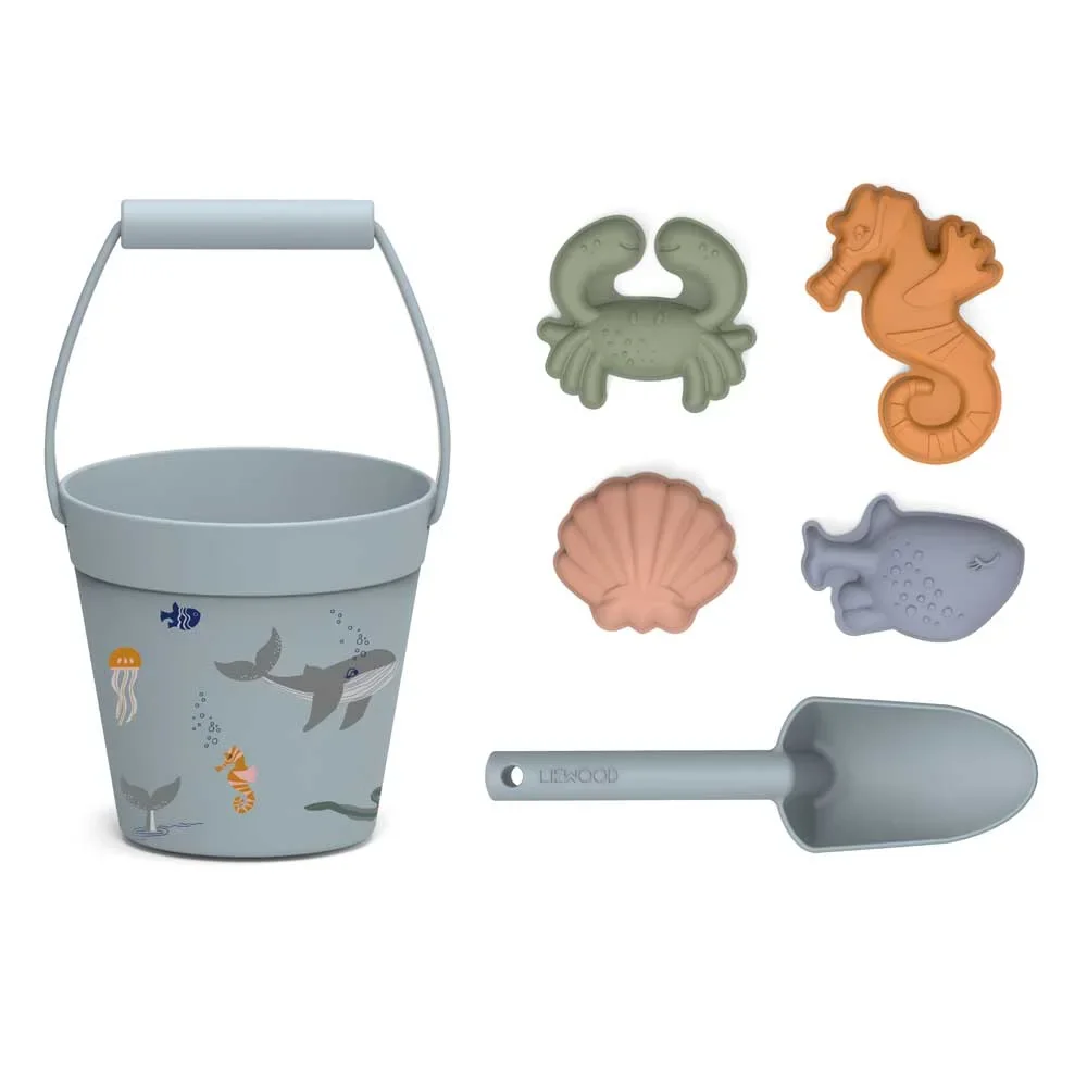 Liewood "Dante" Sandkasten-Set Silikon Sea Creatures blau