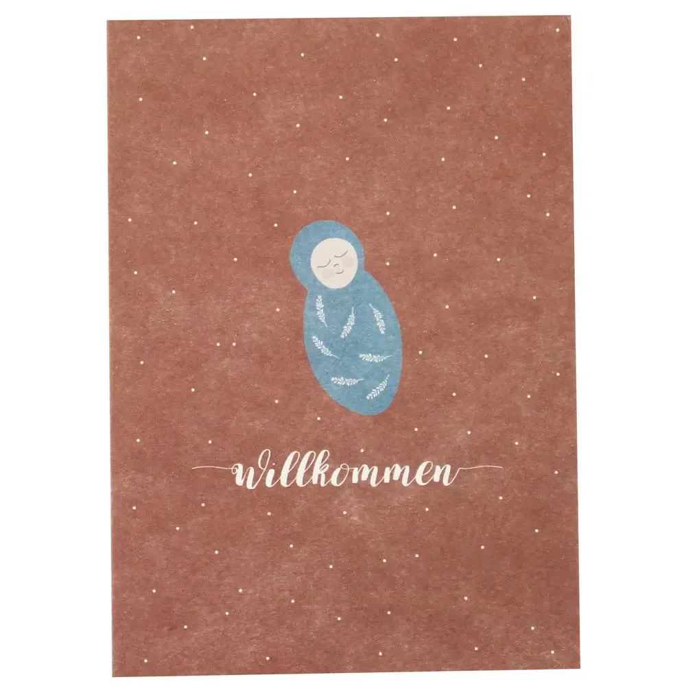 Ava & Yves Postkarte willkommen