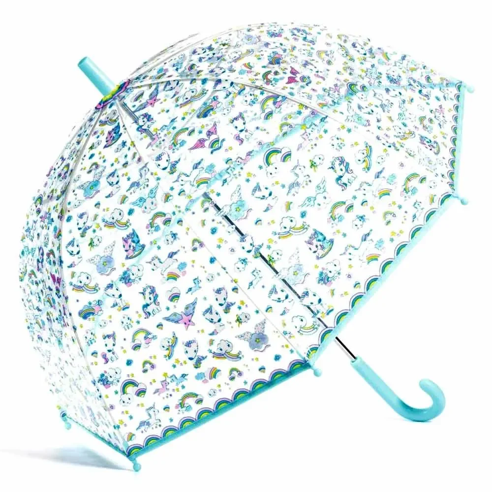 Djeco Kinder Regenschirm Einhorn blau