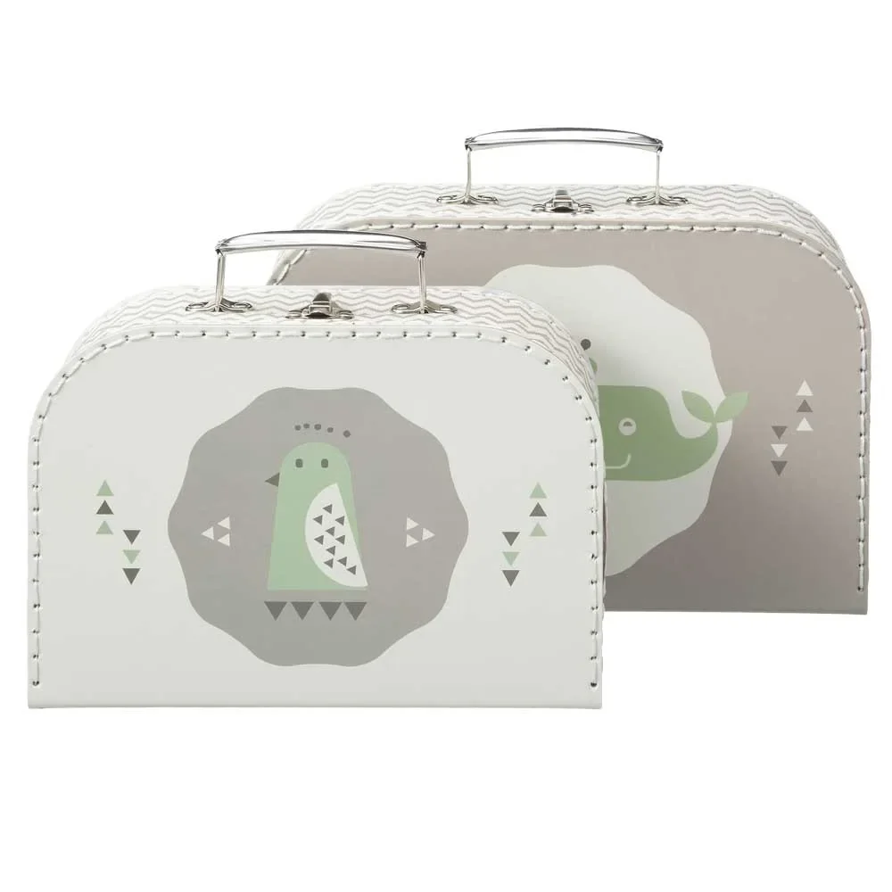 Fresk Papp Köfferchen Wal & Pinguin grau